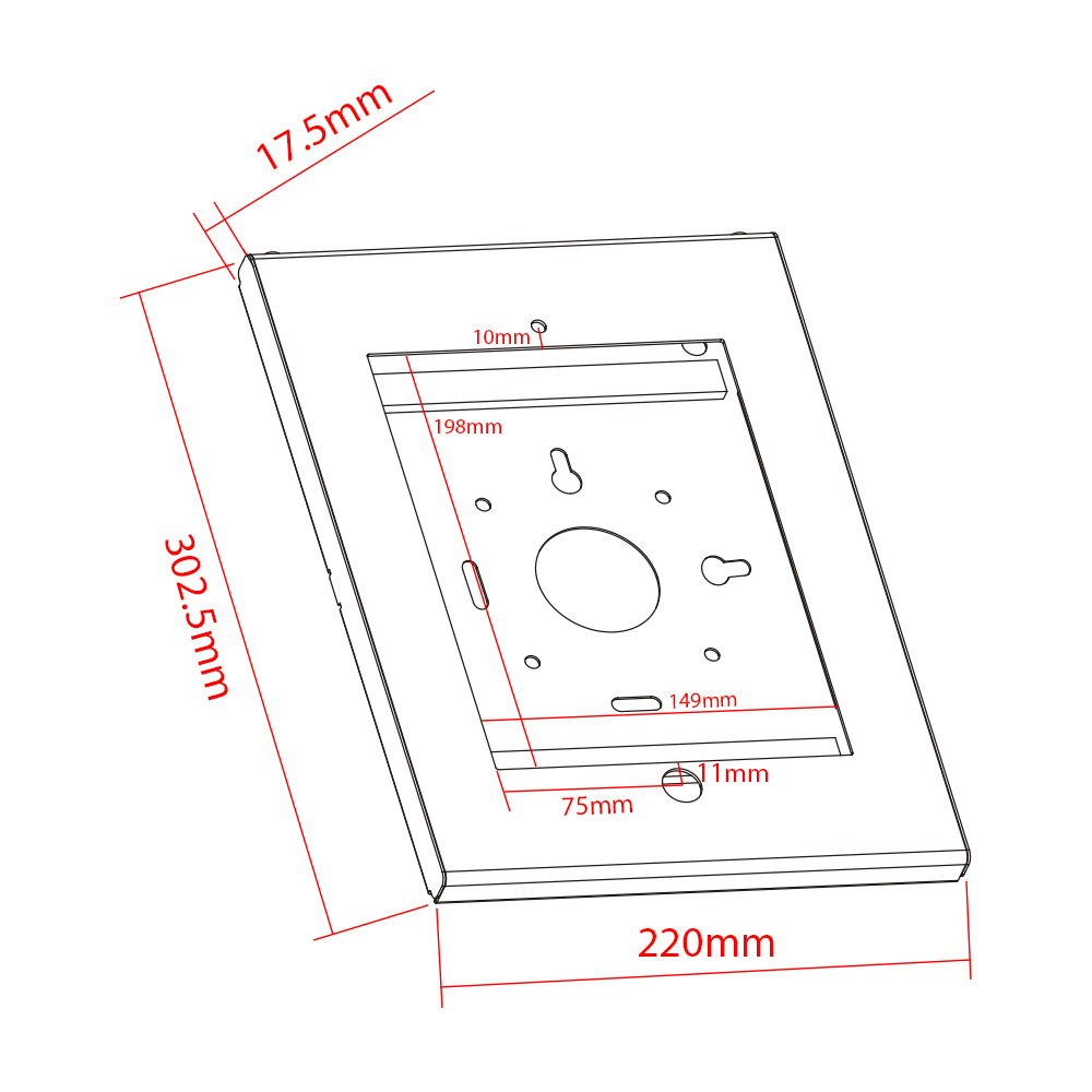 HFTM-TM2021 : Anti-Theft Security Tablet Mount for iPad 2, 3, 4 & iPad Air, Air 2 - Black
